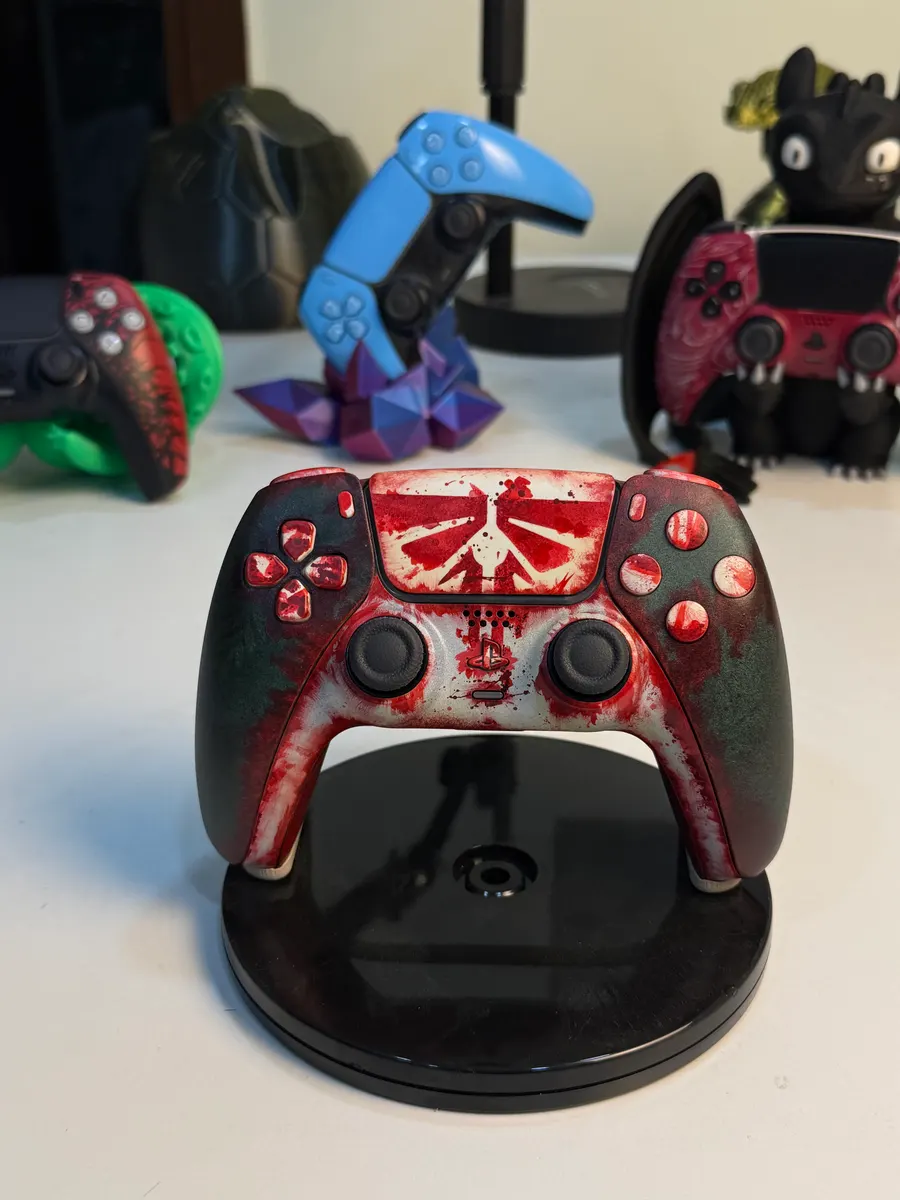 A collection of custom controllers on display